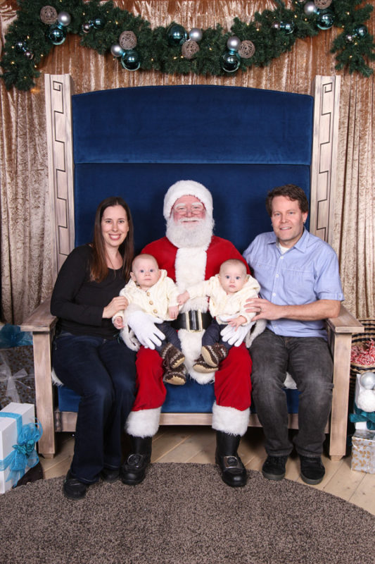 Our family portrait with Santa – it took us a few shots to get us all to look at the same place; there were lots of shiny things in the area to look at.