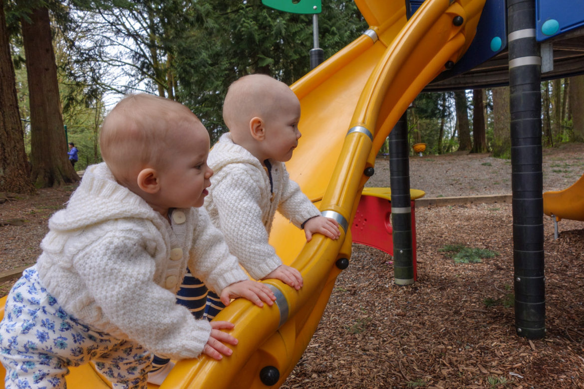 Addison and Colin on the slide at the park by our house. Chris took the kids out while Katie and Emily were out skiing.