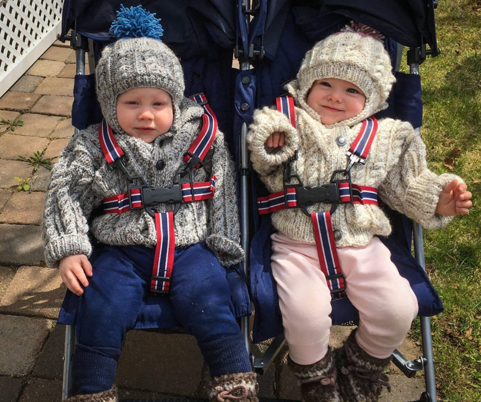 Grammy Teed made some fancy new sweaters and toques for the kids.