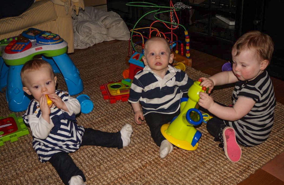 Addison, Colin and another baby visiting at Grammy Teed's house.