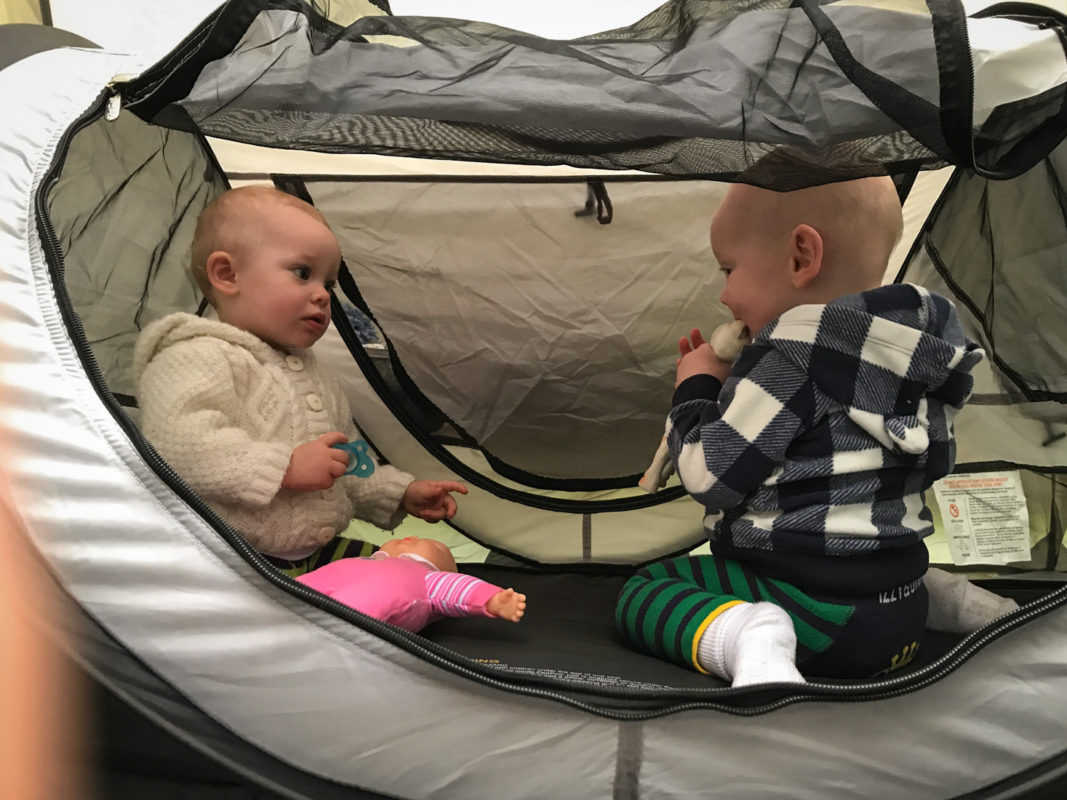 We also wanted to try out the kids new Pea Pods; little tents that they sleep in with built-in padding. They zip closed so that they can't wander off without making a bit more noise. They like playing in them as much as they liked sleeping in them.