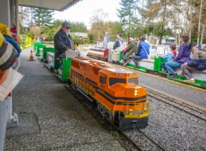 We got to ride on the orange train!