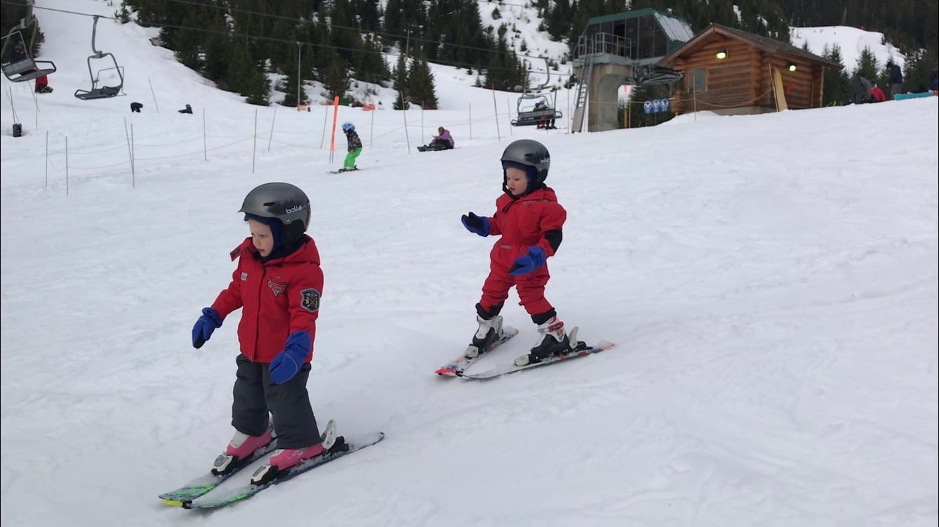 Colin and Addison skiing at Cypress Mountain.
