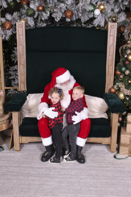 The kids ran right up and gave Santa a nice big hug.